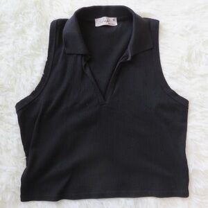 Sophisticated Black Sleeveless polo